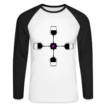 Wein Rotwein Glas - Unisex Baseballshirt langarm - Weiß/Schwarz - Vorne - Nik (191cm)