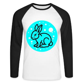 Hase Ostern Symbol - Unisex Baseballshirt langarm - Weiß/Schwarz - Vorne - Nik (191cm)