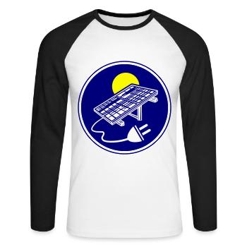 Solar Energie Photovoltaik Anlage Symbol - Unisex Baseballshirt langarm - Weiß/Schwarz - Vorne - Nik (191cm)