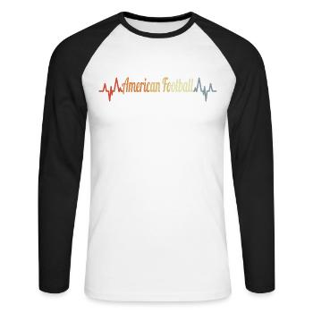 Football américain Heart Line Look rétro - T-shirt baseball manches longues Homme - blanc/noir - Devant - Nik (191cm)