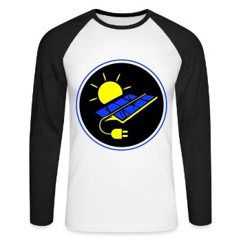 Photovoltaik Anlage Symbol Solar Energie - Unisex Baseballshirt langarm - Weiß/Schwarz - Vorne - Nik (191cm)