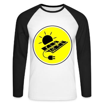 Solar Energie Photovoltaik Anlage Symbol - Unisex Baseballshirt langarm - Weiß/Schwarz - Vorne - Nik (191cm)