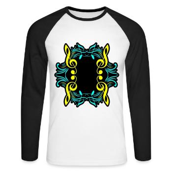 Clé de symbole de notes de musique - T-shirt baseball manches longues Homme - blanc/noir - Devant - Nik (191cm)