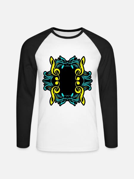 Music notes symbol clef - Unisex Long Sleeve Baseball T-Shirt - white/black