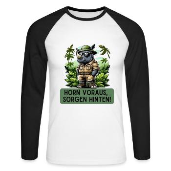 Corne en avant, inquiétudes derrière Dire Rhino Safari - T-shirt baseball manches longues Homme - blanc/noir - Devant - Nik (191cm)