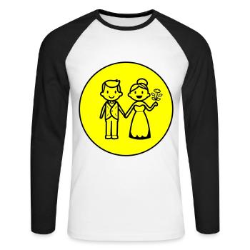 Newlyweds Married Couple Icon - Unisex Long Sleeve Baseball T-Shirt - white/black - Front - Nik (191cm)