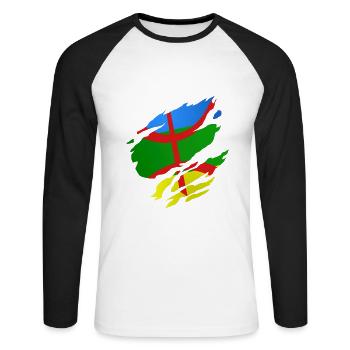 Amazigh flag - T-shirt baseball manches longues Homme - blanc/noir - Devant - Nik (191cm)
