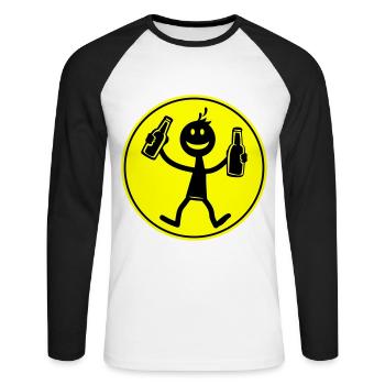 Drinking Beer - Unisex Long Sleeve Baseball T-Shirt - white/black - Front - Nik (191cm)