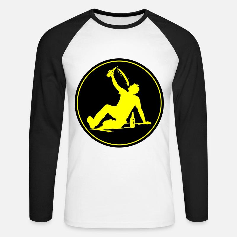 Drinking Bier Silhouette - Unisex Baseballshirt langarm - Weiß/Schwarz