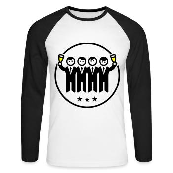 L’équipe de l’enterrement de vie de garçon et de garçon - T-shirt baseball manches longues Homme - blanc/noir - Devant - Nik (191cm)
