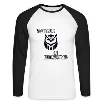 Nachteule im Ruhestand - Unisex Baseballshirt langarm - Weiß/Schwarz - Vorne - Nik (191cm)