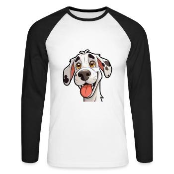Dalmatinische Hunderasse Aquarell Cartoon Kawaii Clip - Unisex Baseballshirt langarm - Weiß/Schwarz - Vorne - Nik (191cm)