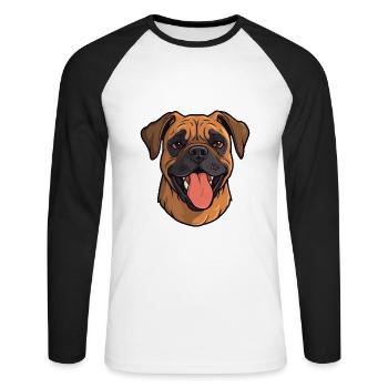 Bullmastiff chien race aquarelle dessin animé kawaii cl - T-shirt baseball manches longues Homme - blanc/noir - Devant - Nik (191cm)