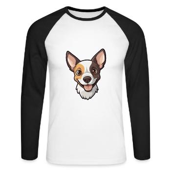 Rat Terrier chien race aquarelle dessin animé kawaii cl - T-shirt baseball manches longues Homme - blanc/noir - Devant - Nik (191cm)