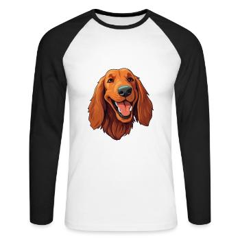 Irischer Setter Hund Rasse Aquarell Karikatur Kawaii C - Unisex Baseballshirt langarm - Weiß/Schwarz - Vorne - Nik (191cm)