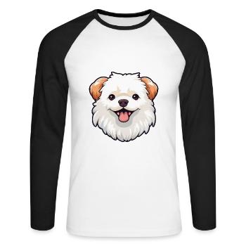 Jouet russe chien race aquarelle dessin animé kawaii cl - T-shirt baseball manches longues Homme - blanc/noir - Devant - Nik (191cm)