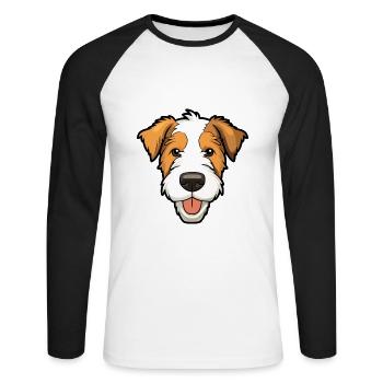 Draht Foxterrier Hunderasse Aquarell Karikatur Kawa - Unisex Baseballshirt langarm - Weiß/Schwarz - Vorne - Nik (191cm)