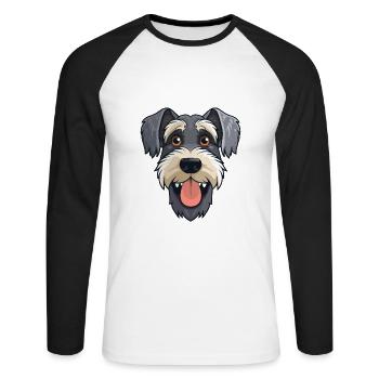 Standard Schnauzer Dog Breed Watercolor Cartoon Ka - Unisex Long Sleeve Baseball T-Shirt - white/black - Front - Nik (191cm)