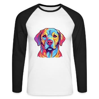 Labrador Hund Rasse Aquarell Karikatur Kawaii Farbe - Unisex Baseballshirt langarm - Weiß/Schwarz - Vorne - Nik (191cm)