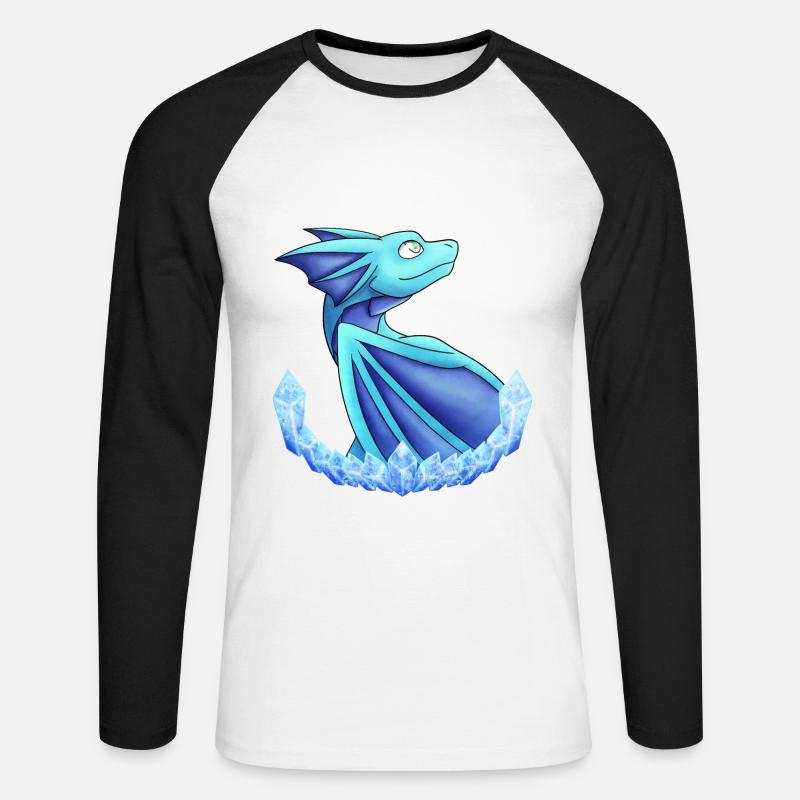 Frost-Drache - Unisex Baseballshirt langarm - Weiß/Schwarz