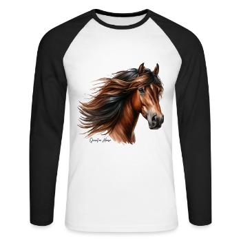 Quarter Horse - Unisex Long Sleeve Baseball T-Shirt - white/black - Front - Nik (191cm)