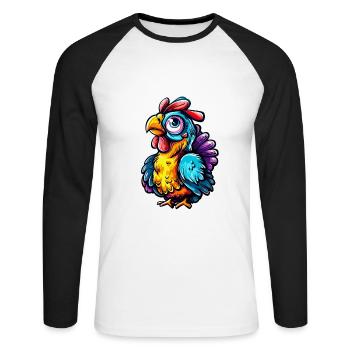 Colorful Chicken - Unisex Long Sleeve Baseball T-Shirt - white/black - Front - Nik (191cm)