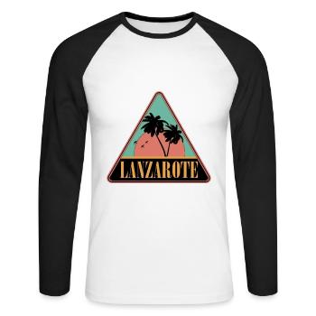 Dreieck Palmen Lanzarote - Unisex Baseballshirt langarm - Weiß/Schwarz - Vorne - Nik (191cm)