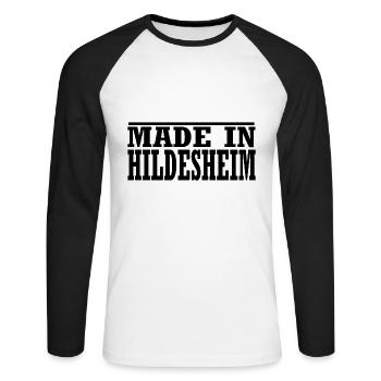 Hildesheim - Unisex Baseballshirt langarm - Weiß/Schwarz - Vorne - Nik (191cm)