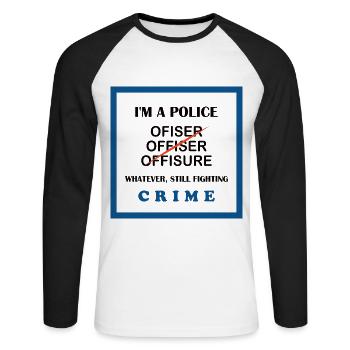 Police Officer T-Shirt Humorous UK Policing Design - Unisex Long Sleeve Baseball T-Shirt - white/black - Front - Nik (191cm)