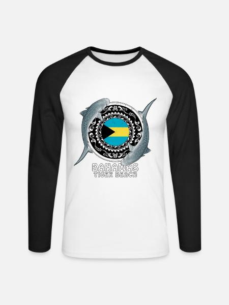 Tiger Beach Bahamas - Unisex Long Sleeve Baseball T-Shirt - white/black