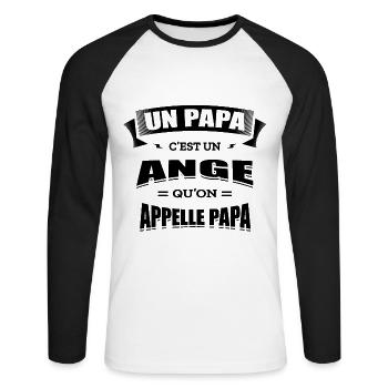 UN PAPA C'EST UN ANGE QU'ON APPELLE PAPA - T-shirt baseball manches longues Homme - blanc/noir - Devant - Nik (191cm)