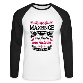 MAXENCE UN NOM UNE FIERTÉ AUCUN RIVAL - T-shirt baseball manches longues Homme - blanc/noir - Devant - Nik (191cm)