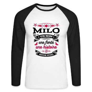 MILO UN NOM UNE FIERTÉ AUCUN RIVAL - T-shirt baseball manches longues Homme - blanc/noir - Devant - Nik (191cm)