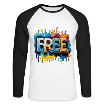Freei, Free, Freedom - Unisex Long Sleeve Baseball T-Shirt - white/black - Front - Nik (191cm)
