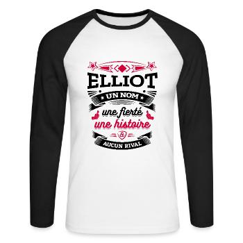 ELLIOT UN NOM UNE FIERTÉ AUCUN RIVAL - T-shirt baseball manches longues Homme - blanc/noir - Devant - Nik (191cm)