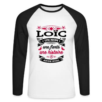 LOÏC UN NOM UNE FIERTÉ AUCUN RIVAL - T-shirt baseball manches longues Homme - blanc/noir - Devant - Nik (191cm)