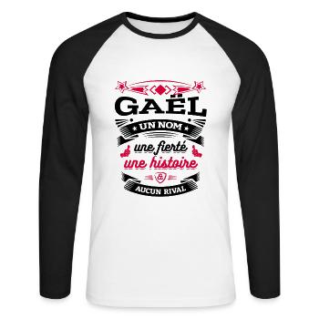 GAËL UN NOM UNE FIERTÉ AUCUN RIVAL - T-shirt baseball manches longues Homme - blanc/noir - Devant - Nik (191cm)