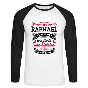 RAPHAEL UN NOM UNE FIERTÉ AUCUN RIVAL - T-shirt baseball manches longues Homme - blanc/noir - Devant - Nik (191cm)