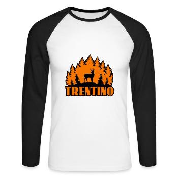 Trentino - Unisex Baseballshirt langarm - Weiß/Schwarz - Vorne - Nik (191cm)