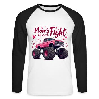 Le combat des mamans - Sensibilisation au cancer du sein - T-shirt baseball manches longues Homme - blanc/noir - Devant - Nik (191cm)