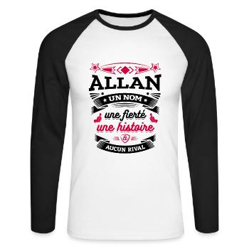 ALLAN UN NOM UNE FIERTÉ AUCUN RIVAL - T-shirt baseball manches longues Homme - blanc/noir - Devant - Nik (191cm)