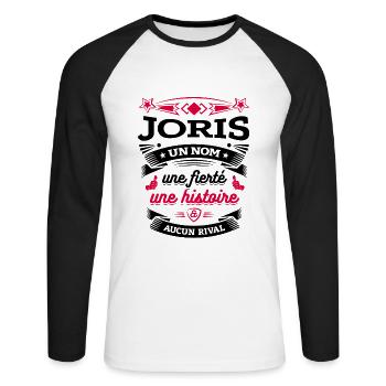 JORIS UN NOM UNE FIERTÉ AUCUN RIVAL - T-shirt baseball manches longues Homme - blanc/noir - Devant - Nik (191cm)