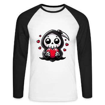 Mignon Faucheuse avec coeur - T-shirt baseball manches longues Homme - blanc/noir - Devant - Nik (191cm)