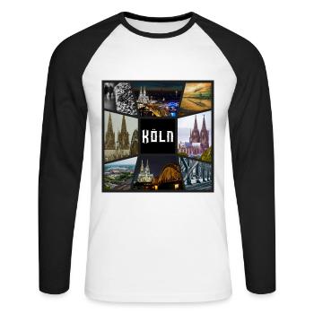 Cologne Skyline City Germany Collage Graffiti - Unisex Long Sleeve Baseball T-Shirt - white/black - Front - Nik (191cm)