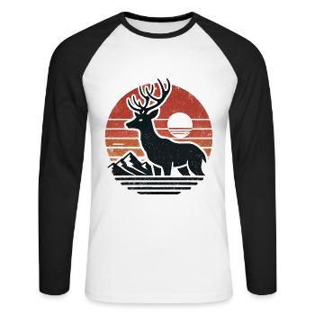 Cerf - T-shirt baseball manches longues Homme - blanc/noir - Devant - Nik (191cm)