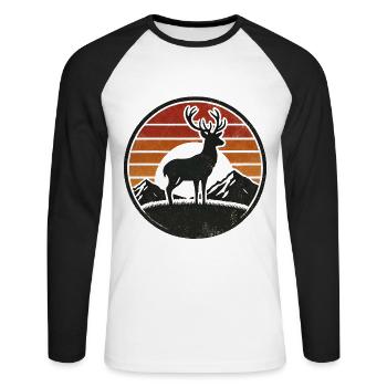 Cerf - T-shirt baseball manches longues Homme - blanc/noir - Devant - Nik (191cm)