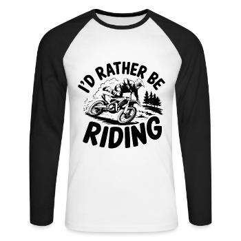 JE PRÉFÈRE ROULER - T-shirt baseball manches longues Homme - blanc/noir - Devant - Nik (191cm)