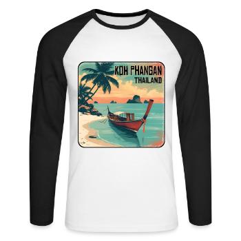 Koh Phangan, Thaïlande - T-shirt baseball manches longues Homme - blanc/noir - Devant - Nik (191cm)
