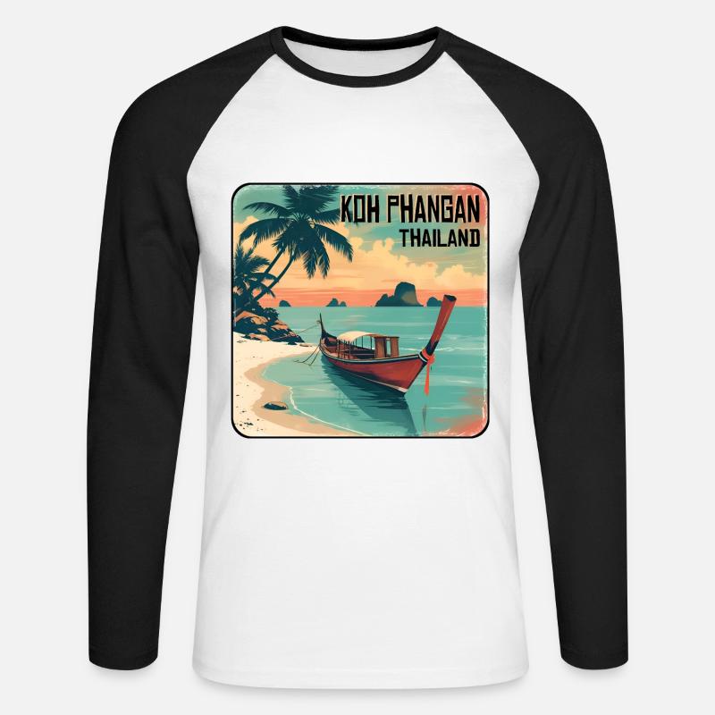 Koh Phangan Thailand - Unisex Baseballshirt langarm - Weiß/Schwarz