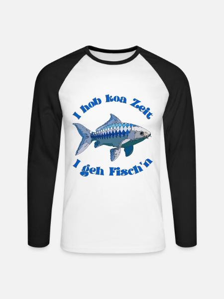 Bayern Fisch Angeln - Unisex Baseballshirt langarm - Weiß/Schwarz